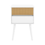 NNEDSZ Sarantino Clio Bedside Table Night Stand - White/natural