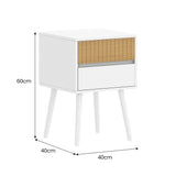 NNEDSZ Sarantino Clio Bedside Table Night Stand - White/natural