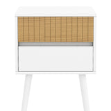 NNEDSZ Sarantino Clio Bedside Table Night Stand - White/natural