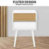 NNEDSZ Sarantino Clio Bedside Table Night Stand - White/natural