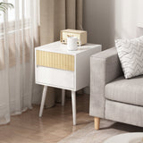 NNEDSZ Sarantino Clio Bedside Table Night Stand - White/natural