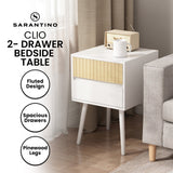 NNEDSZ Sarantino Clio Bedside Table Night Stand - White/natural