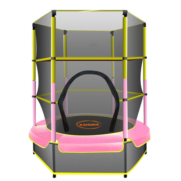 NNEDSZ 4.5ft Trampoline Round Free Safety Net Spring Pad Cover Mat Yellow Pink