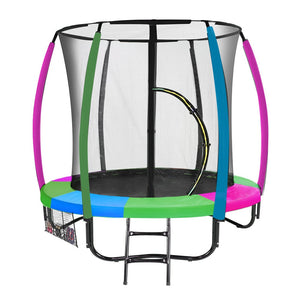 NNEDSZ 6ft Trampoline Round Free Pad Cover Spring Mat Net Safety Net Enclosure Rainbow