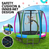NNEDSZ 6ft Trampoline Round Free Pad Cover Spring Mat Net Safety Net Enclosure Rainbow