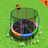 NNEDSZ Classic 6ft Trampoline Free Ladder Spring Mat Net Safety Pad Cover Round Enclosure Basketball Set - Rainbow