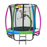 NNEDSZ Classic 6ft Trampoline Free Ladder Spring Mat Net Safety Pad Cover Round Enclosure Basketball Set - Rainbow
