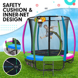 NNEDSZ Classic 6ft Trampoline Free Ladder Spring Mat Net Safety Pad Cover Round Enclosure Basketball Set - Rainbow