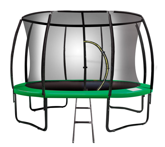NNEDSZ 8ft Trampoline Free Ladder Spring Mat Net Safety Pad Cover Round Enclosure Green