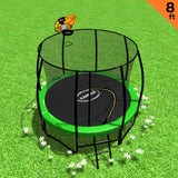 NNEDSZ 8ft  Trampoline Safety Net Spring Pad Cover Mat Ladder Free Basketball Set Green