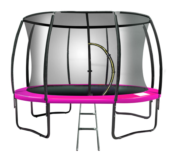NNEDSZ 8ft Trampoline Free Ladder Spring Mat Net Safety Pad Cover Round Enclosure Pink