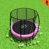 NNEDSZ 8ft Trampoline Free Ladder Spring Mat Net Safety Pad Cover Round Enclosure Pink