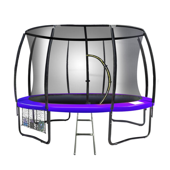 NNEDSZ 8ft Trampoline Free Ladder Spring Mat Net Safety Pad Cover Round Enclosure Purple