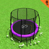 NNEDSZ 8ft Trampoline Free Ladder Spring Mat Net Safety Pad Cover Round Enclosure Purple