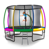 NNEDSZ 8ft Outdoor Rainbow Trampoline For Kids And Children Suited For Fitness Exercise Gymnastics With Safety Enclosure