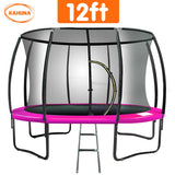 NNEDSZ 12ft Trampoline Free Ladder Spring Mat Net Safety Pad Cover Round Enclosure - Pink