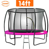 NNEDSZ 14ft Trampoline Free Ladder Spring Mat Net Safety Pad Cover Round Enclosure - Pink