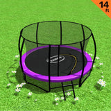 NNEDSZ 14ft Trampoline Free Ladder Spring Mat Net Safety Pad Cover Round Enclosure - Purple