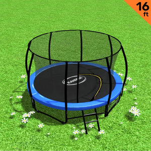 NNEDSZ 16ft Trampoline Free Ladder Spring Mat Net Safety Pad Cover Round Enclosure - Blue