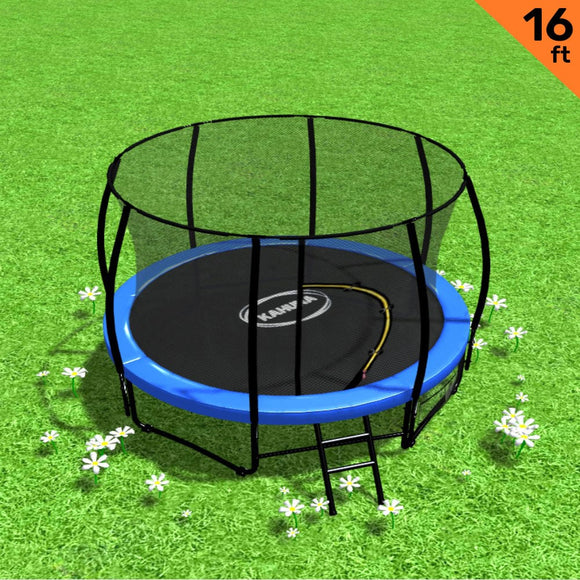 NNEDSZ 16ft Trampoline Free Ladder Spring Mat Net Safety Pad Cover Round Enclosure - Blue