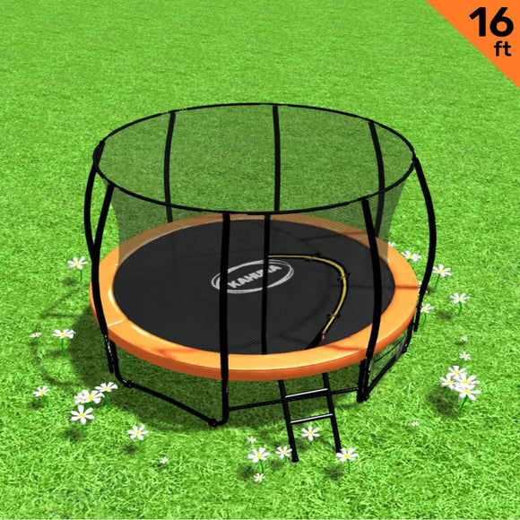 NNEDSZ 16ft Trampoline Free Ladder Spring Mat Net Safety Pad Cover Round Enclosure - Orange