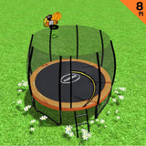 NNEDSZ 8ft Twister Springless Trampoline Round Free Safety Net Pad Mat with Basket Ball Set Orange