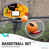 NNEDSZ 10ft Trampoline Twister Springless Safety Net Pad Mat with Basketball Set Orange