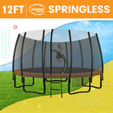 NNEDSZ Twister 12ft Springless Trampoline Outdoor Mat Pad Net Ladder