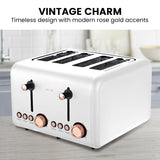 NNEDSZ Pronti 4 Slice Toaster Rose Trim Collection - White