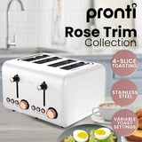 NNEDSZ Pronti 4 Slice Toaster Rose Trim Collection - White