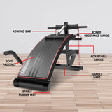 NNEDSZ Incline Sit-Up Bench with Resistance Bands and Rowing Bar