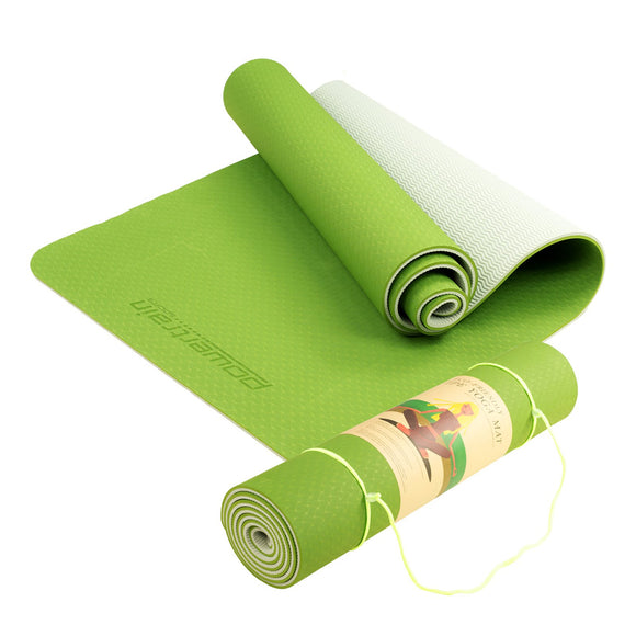 NNEDSZ Dual Layer 8mm Yoga Mat | Lime Green | Non-slip Surface, And Carry Strap For Ultimate Comfort And Portability