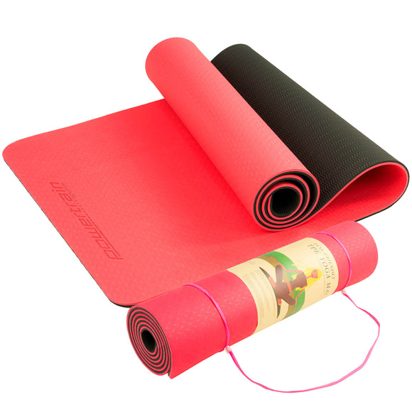 NNEDSZ Eco-friendly Dual Layer 8mm Yoga Mat | Red Blush | Non-slip Surface And Carry Strap For Ultimate Comfort And Portability