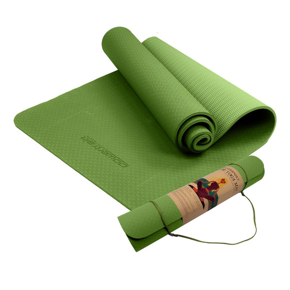 NNEDSZ Eco-friendly Dual Layer 6mm Yoga Mat | Olive | Non-slip Surface And Carry Strap For Ultimate Comfort And Portability