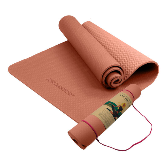 NNEDSZ Eco-friendly Dual Layer 6mm Yoga Mat | Peach | Non-slip Surface And Carry Strap For Ultimate Comfort And Portability