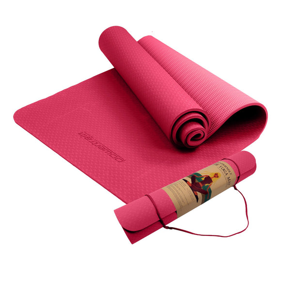 NNEDSZ Eco-friendly Dual Layer 6mm Yoga Mat | Pink | Non-slip Surface And Carry Strap For Ultimate Comfort And Portability