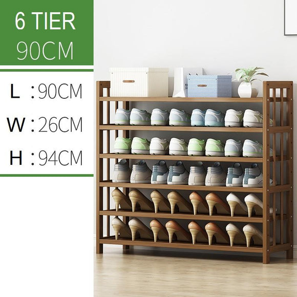 NNEDSZ 6 Tier Tower Bamboo Wooden Shoe Rack Corner Shelf Stand Storage Organizer