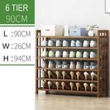 NNEDSZ 6 Tier Tower Bamboo Wooden Shoe Rack Corner Shelf Stand Storage Organizer