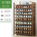 NNEDSZ 10 Tier Tower Bamboo Wooden Shoe Rack Corner Shelf Stand Storage Organizer