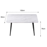 NNEDSZ 120x60cm Glossy Pandora Minimalist Slate Kitchen Dining Table Marble Lunch Dinner Table Solid Metal Legs