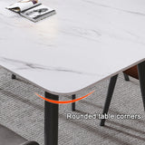 NNEDSZ 120x60cm Glossy Pandora Minimalist Slate Kitchen Dining Table Marble Lunch Dinner Table Solid Metal Legs