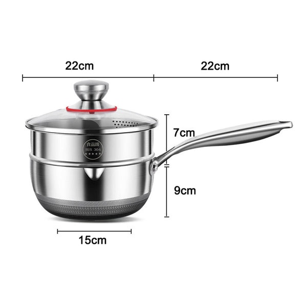 NNEDSZ Premium 316 Stainless Steel Non-Stick 22cm Milk Pot with Double-Sided Honeycomb Design