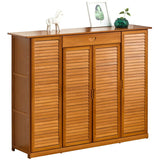 NNEDSZ 4 Doors 6 Tier with Drawer Bamboo Large Capacity Storage Hallway Shelf Shoe Rack Cabinet