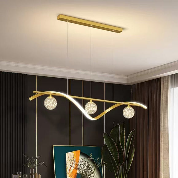 NNEDSZ Luxury Hand Blown Glass LED Pendant Light 100cm Adjustable 3 Color Dimmable Remote Control for Dining Bar Living Room