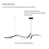 NNEDSZ BAMDECOR A036 Modern LED Linear Pendant Lights with Dimmable LED and Adjustable Hanging Length 120cm -Black