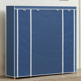 NNEDSZ Blue Cover Six Tier Oxford Cloth Covered Tower Bamboo Wooden Shoe Rack Boot Shelf Stand Storage Organizer