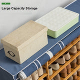 NNEDSZ Blue Cover Six Tier Oxford Cloth Covered Tower Bamboo Wooden Shoe Rack Boot Shelf Stand Storage Organizer
