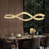 BAMDECOR 1.2m C3601W Wave Crystal Pendant Chandelier Decorative Lighting Lampshade (Brass Gold)