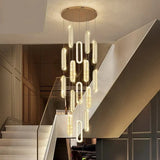 BAMDECOR C3605 15H Modern Oval Ring LED Chandeliers Decor Hanging Lamp Crystal Lustre (Gold)
