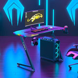 NNEDSZ 120cm New Arrive Computer Table Z Shaped Gaming Desk With RGB Led Lights Gaming Tables